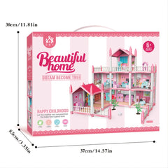 7 Room Pink Castle DIY Assembly Toy House for Girls 5-9 Years