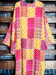  Colorblock Geometric Print Long Sleeve Cardigan