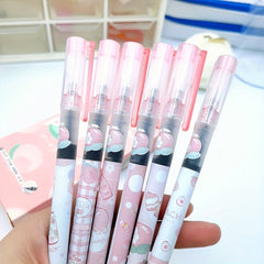 6pcs Cartoon Straight Liquid Pens 0.5mm Peach