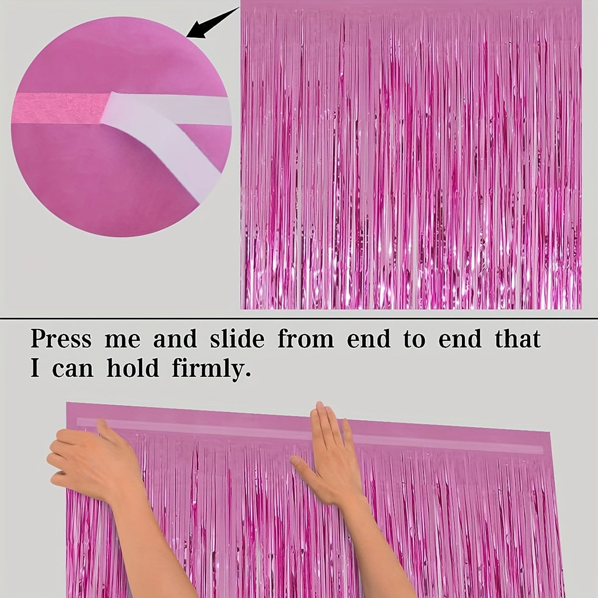 2pcs Pink Foil Tassel Curtains Party Wedding Decor