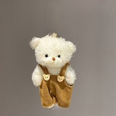 2pcs Plush Teddy Bear Suspenders Keychain Charms Mixed Colors for Backpacks