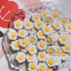 10pcs Poached Egg Resin Charms Hairpin Hair Ring Mobile Phone Decoration