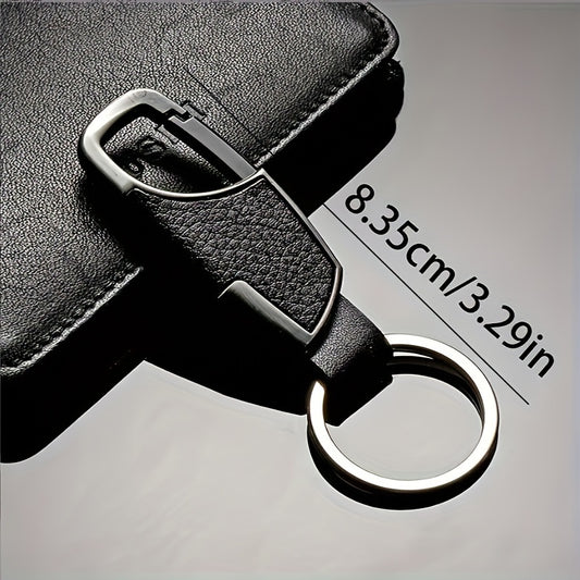 Men's Leather Keychain Metal Car Key Pendant