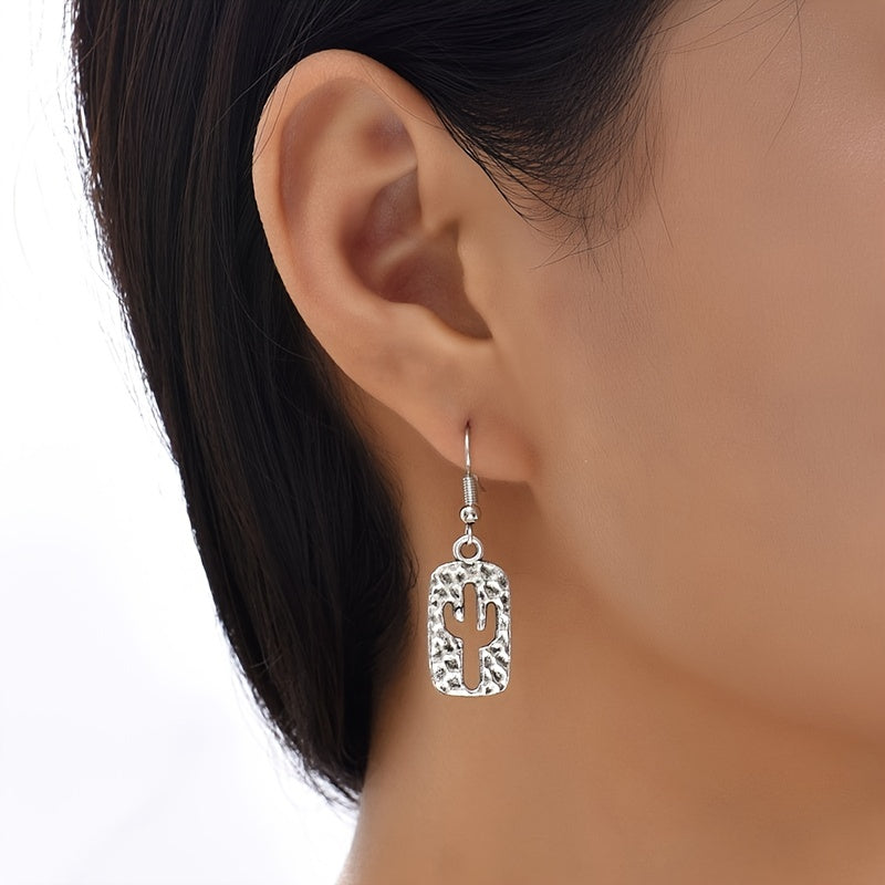 Hollow Cactus Drop Dangle Earrings For Women Girls Ear Jewelry