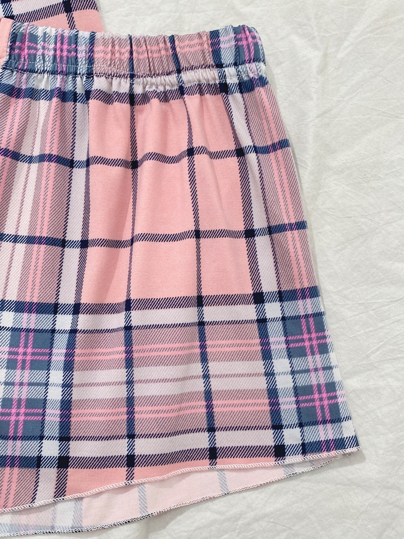 Women's Plaid Lace Trim Pajama Set