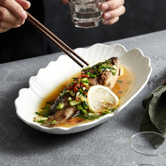 Ceramic Flower Shaped Fish Plate 25.4 cm