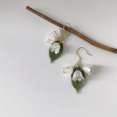 Pearly Bell Orchid Pendant Leaf Flower for DIY Jewelry Accessories