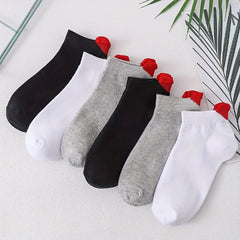 Heart Print Short Socks x10 for Women