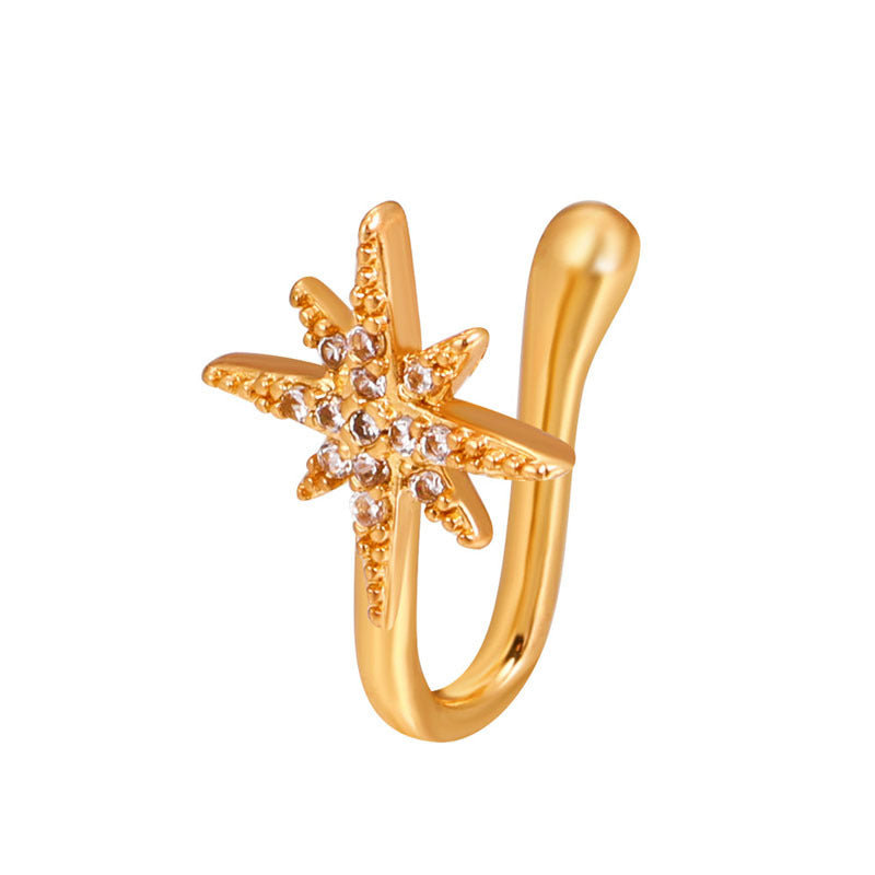 Men's Crown Shaped Nose Clip Inlaid Zircon Craft Party Gift