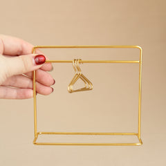 Mini Coat Rack Set with 3 Hangers - Golden Finish