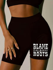  Number Print High Rise Biker Shorts