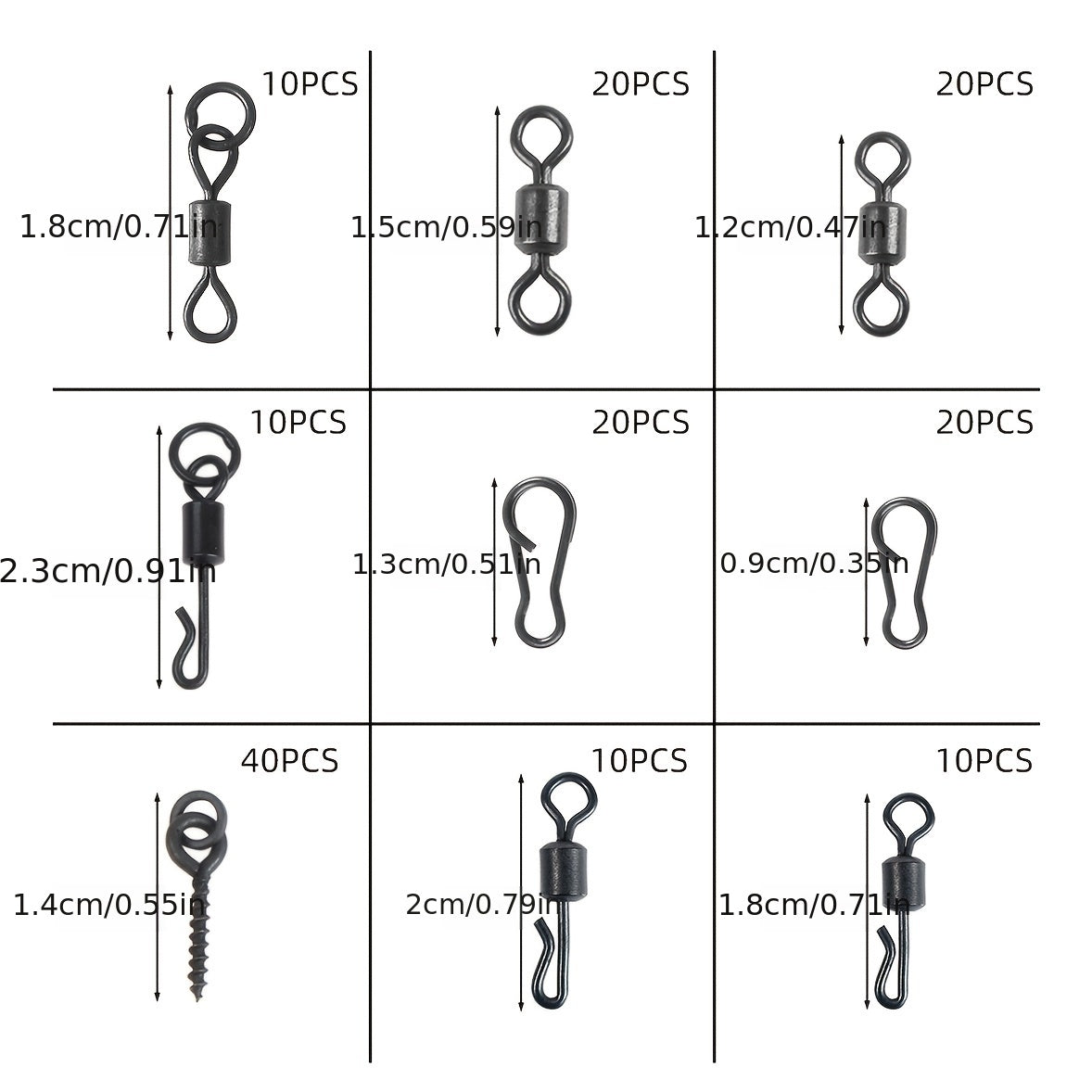 420 Piece Carp Fishing Kit Hooks Materials Portable Box Bass Silver Carp
