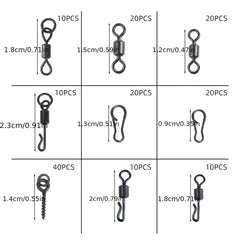 420 Piece Carp Fishing Kit Hooks Materials Portable Box Bass Silver Carp