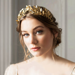 Baroque Leaves Decor Tiara Crown Headband Bridal Hair Accessories