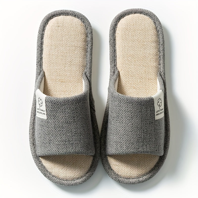Women's Linen Slippers Soft Sole Slip On Shoes Comfortable Bedroom Shoes