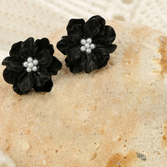 Camellia Flower Stud Earrings Women's Jewelry 1Pair