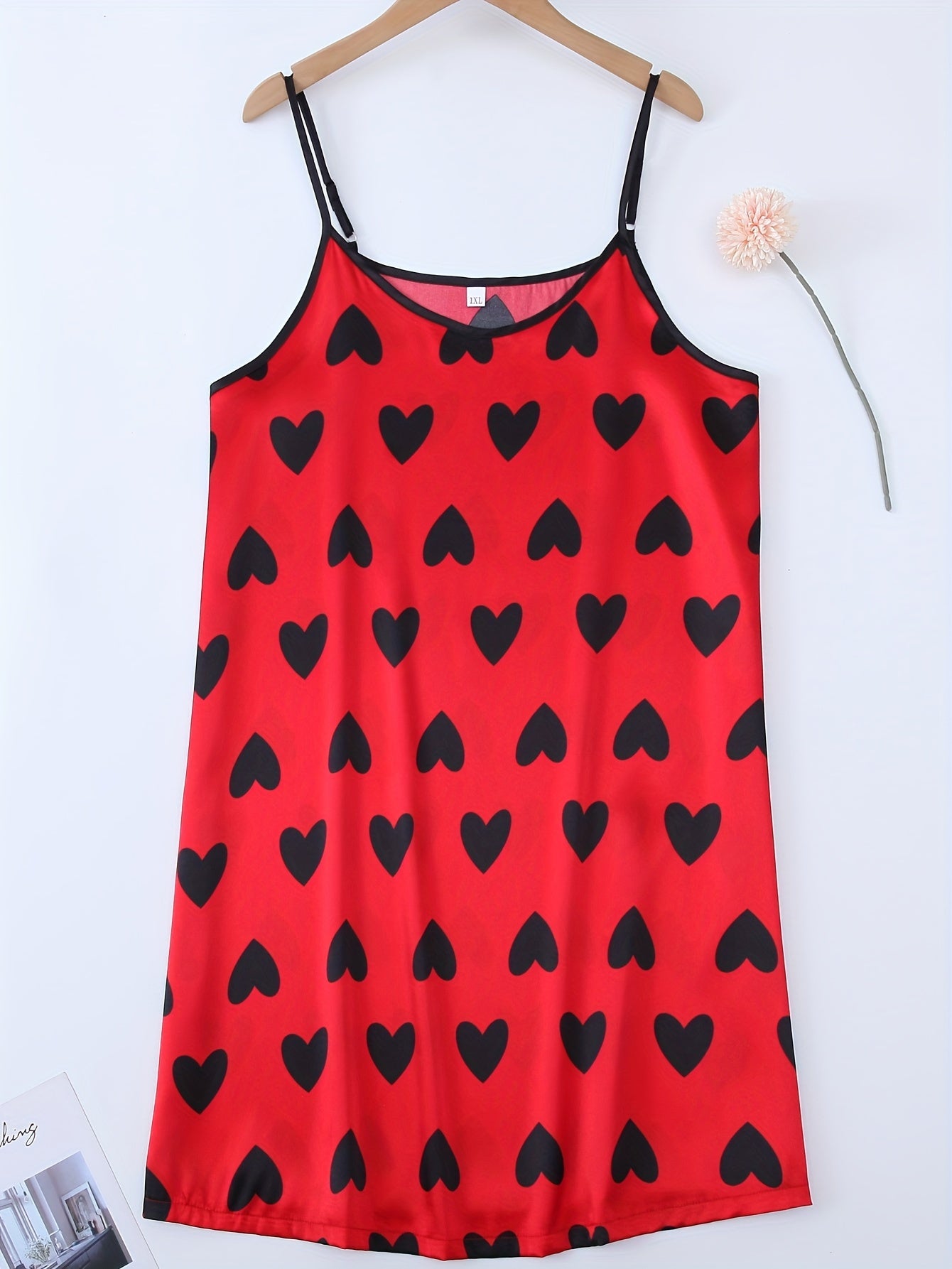  Satin Leopard Print Round Neck Nightgown