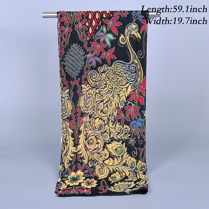 Peacock Pattern Printed Scarf Women's Scarf Hand Wash