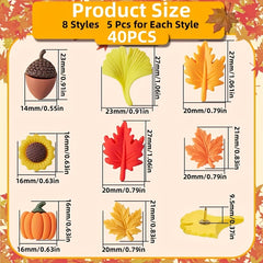 40pcs Fall Decorative Pushpins Leaves Pumpkins Acorns Thanksgiving Decor
