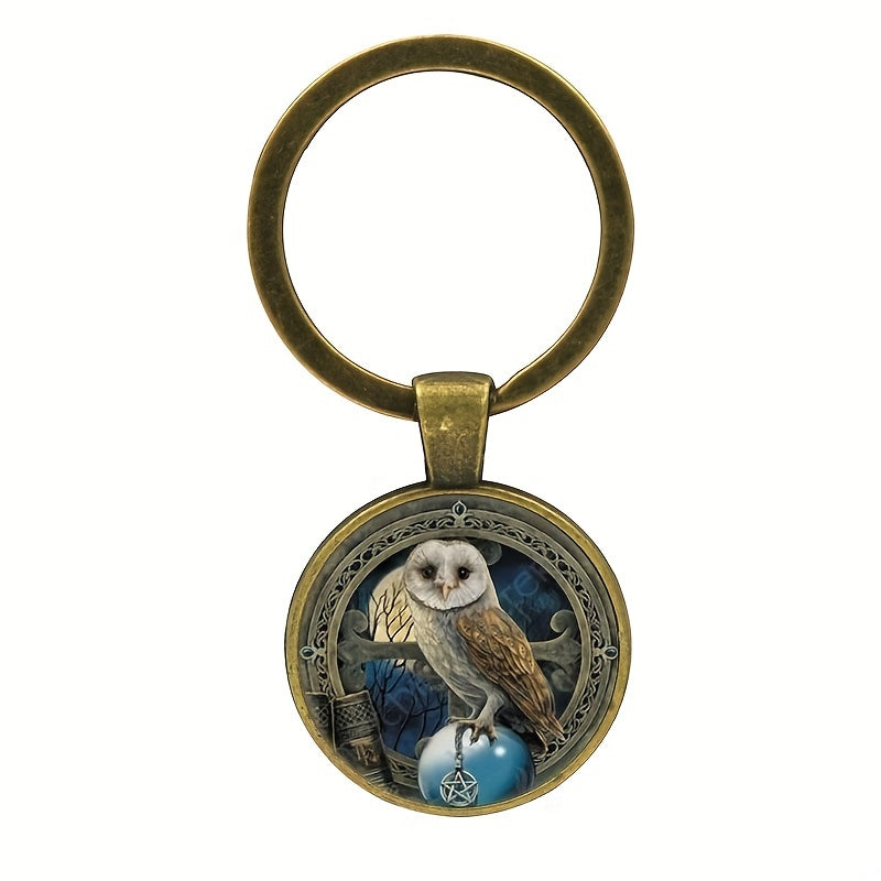 Celtic Wiccan Owl Keychain Amulet Pendant Key Ring Gift