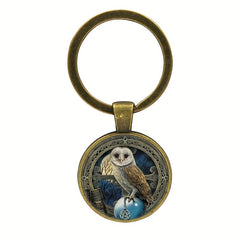 Celtic Wiccan Owl Keychain Amulet Pendant Key Ring Gift