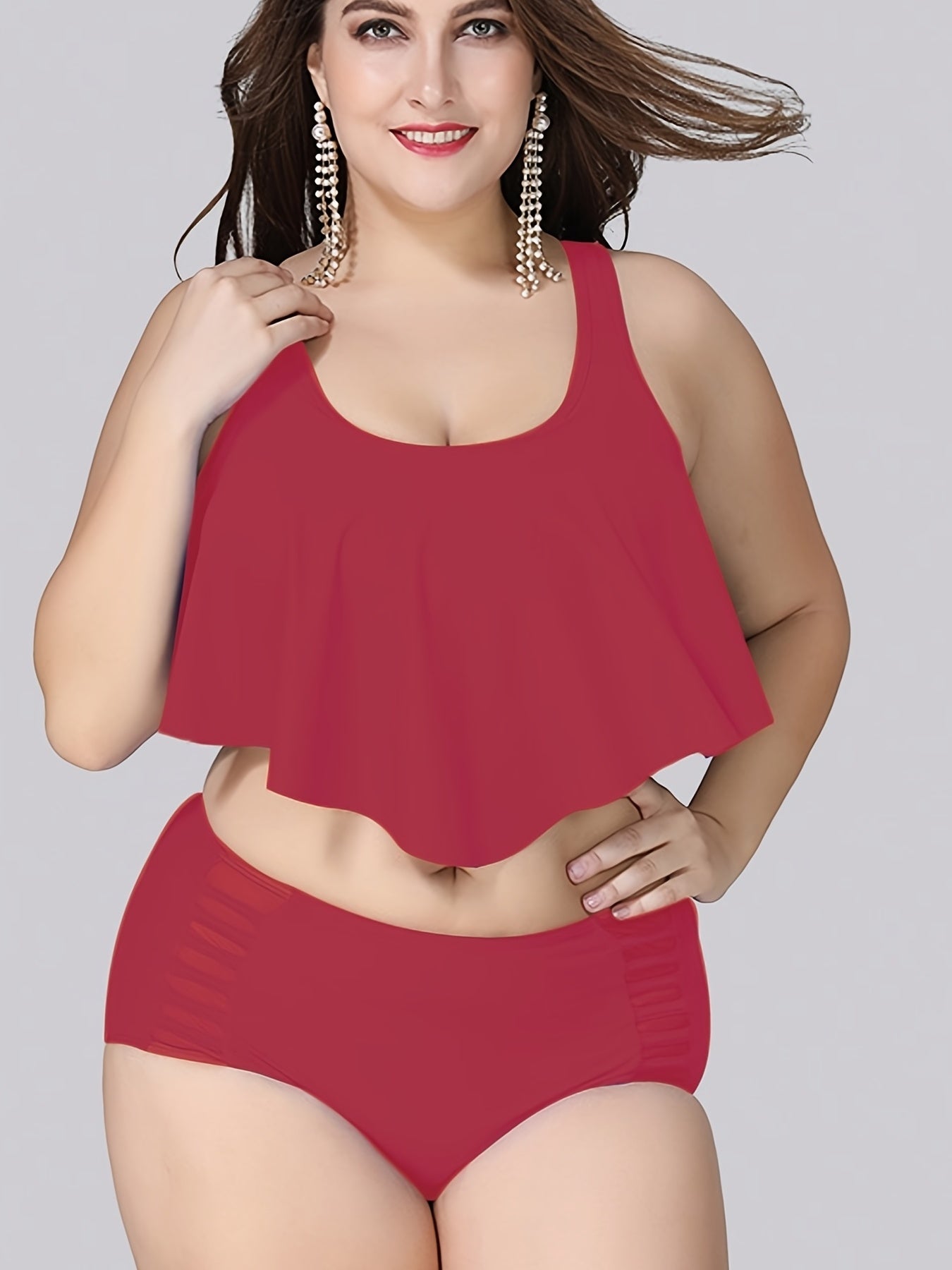  Mesh High Rise Bikini Set Women's Plus Stretch Modest Swimsuit