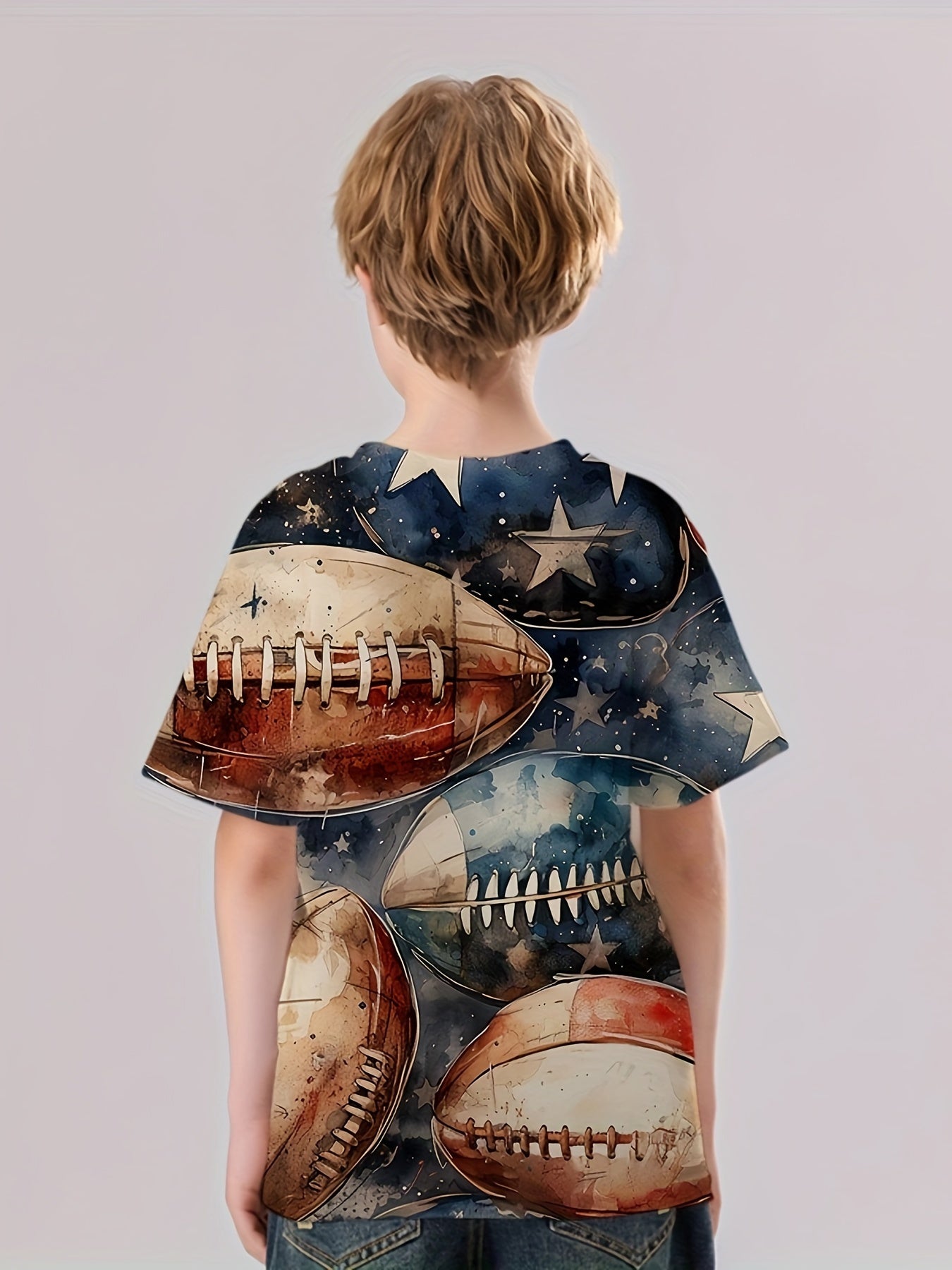 Vintage Rugby 3D Print T Shirt Boys Short Sleeve Casual Tee