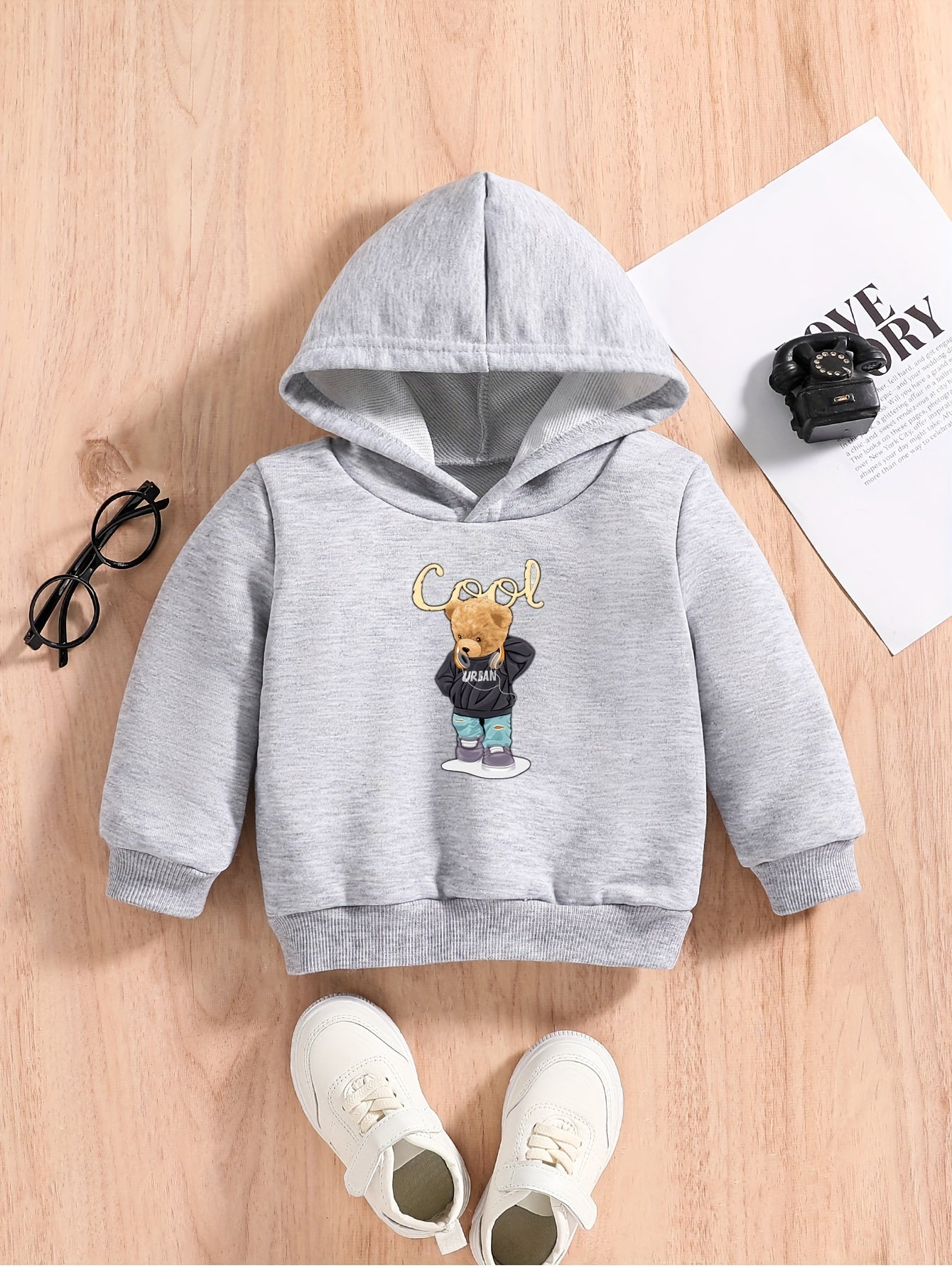 Baby Boys Bear Graphic Hoodie Spring Autumn Pullover