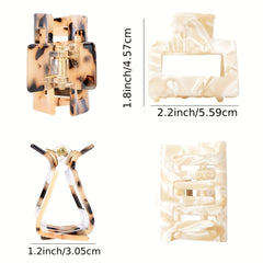3pcs Acetate Hair Claw Square Hollow Ponytail Holder Hair Accessories