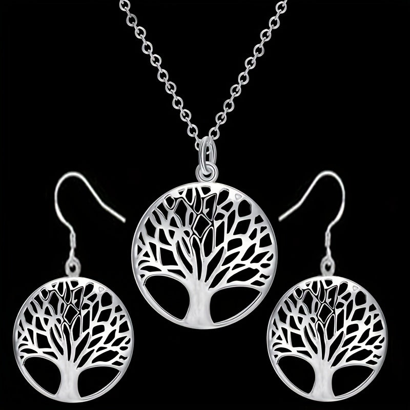 Tree Of Life Pendant Necklace Earring Set Wedding Jewelry Gift