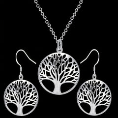 Tree Of Life Pendant Necklace Earring Set Wedding Jewelry Gift