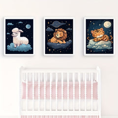 Sleepy Time For Baby Animals Poster A5 8.3x5.9 - Room Decor