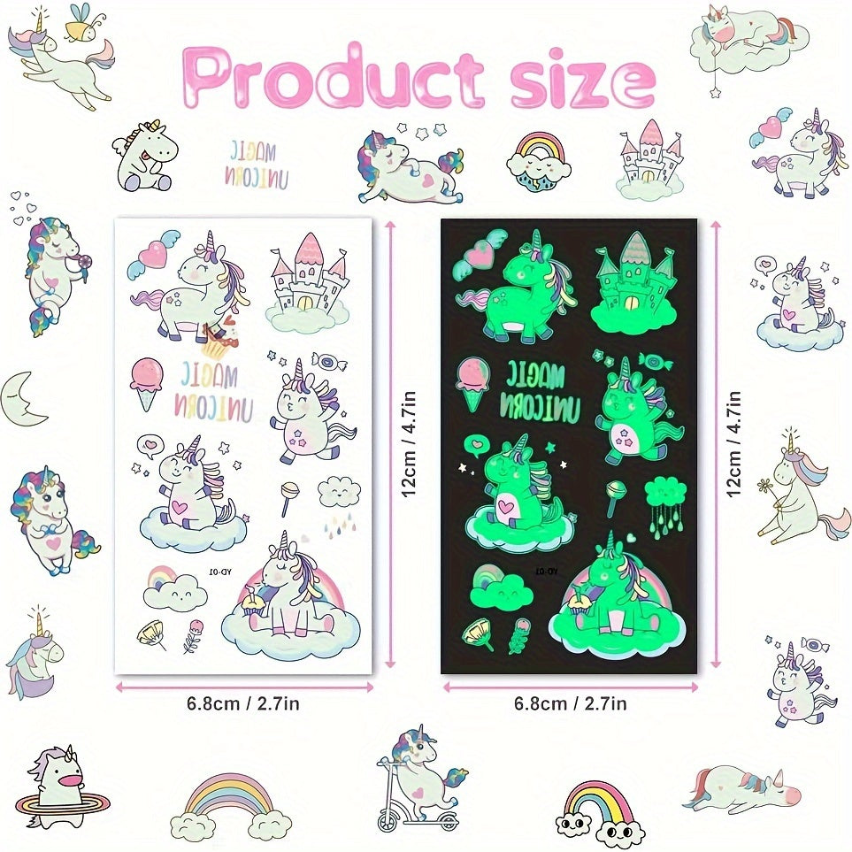 5pcs Unicorn Temporary Tattoos Shining In The Dark