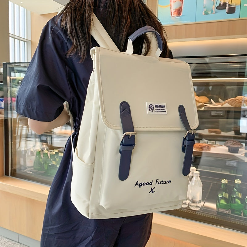 Casual Colorblock Backpack Preppy School Bag Multifunctional Storage