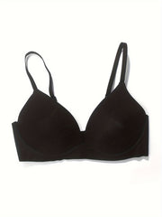 Solid T Shirt Bra Push Up Comfy & Breathable Women's Lingerie