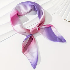 Striped Block Bandana Gradient Silk Square Scarf