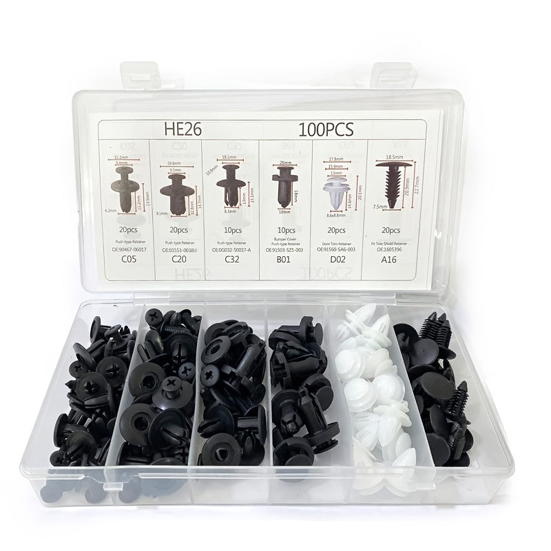 100pcs Nylon Car Interior Bumper Fixer Mudguard Set