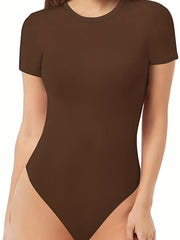 Slimming Bodysuit Short Sleeve Crew Neck Tummy Control Body Shaper