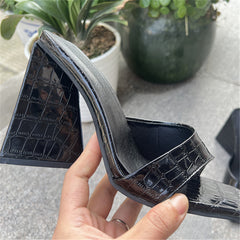 Women's Chunky High Heel Sandals - Peep Toe Square Toe