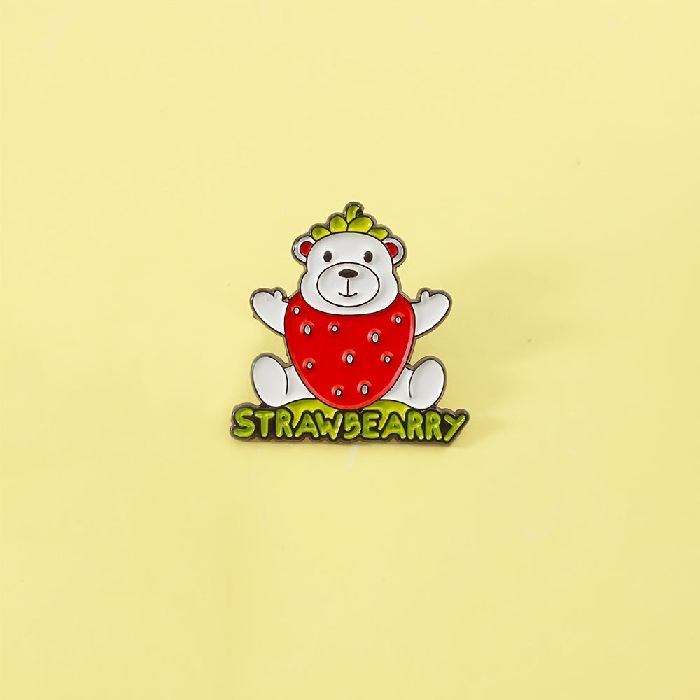 Strawberry Bear Brooch Funny Anime Pin Clothing Decoration