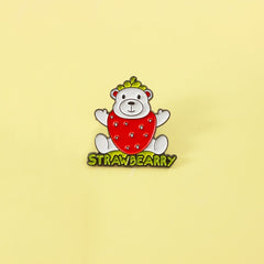 Strawberry Bear Brooch Funny Anime Pin Clothing Decoration