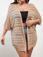  Eyelet Embroidered Open Front Cardigan