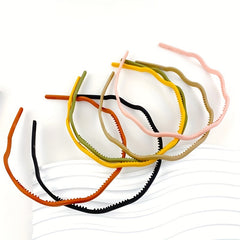 6pcs Solid Headband Wavy Head Hoop Hair Accessories For Girls Women