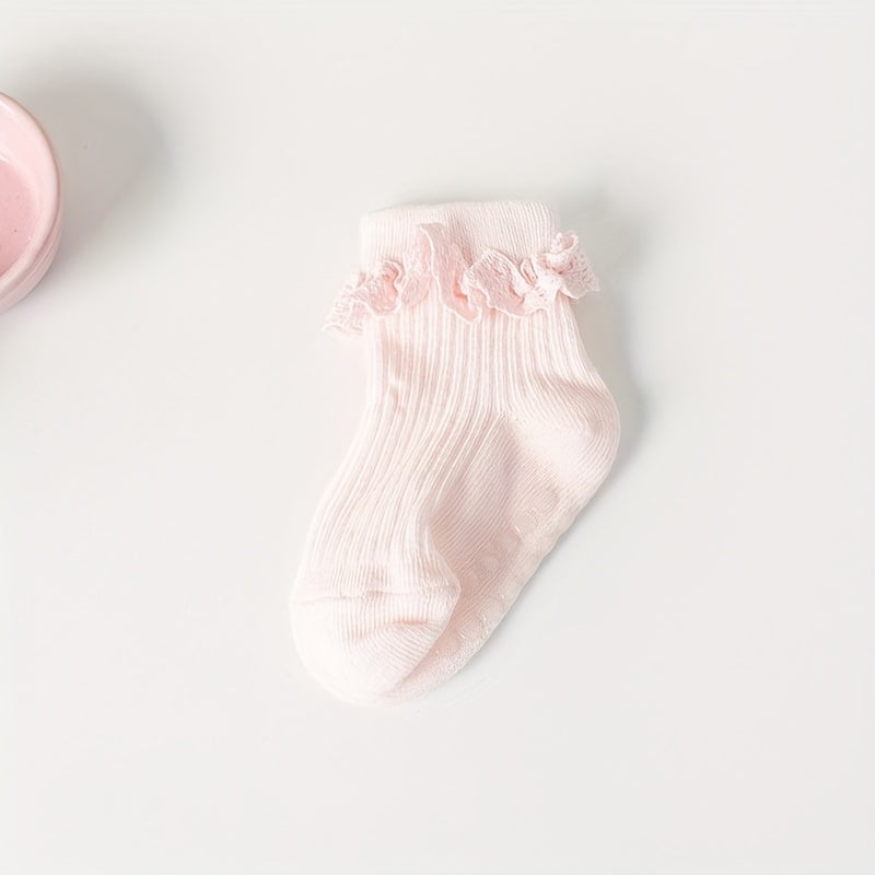 4 Pairs Baby Girls Socks, Soft Breathable & Non Slip for Autumn & Winter