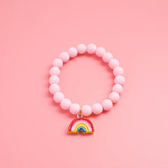 3pcs Girls Beaded Bracelets Unicorn Rainbow Flower Pendant