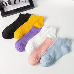 6 Pairs Solid Sports Socks Low Cut Soft Lightweight Women's Stockings