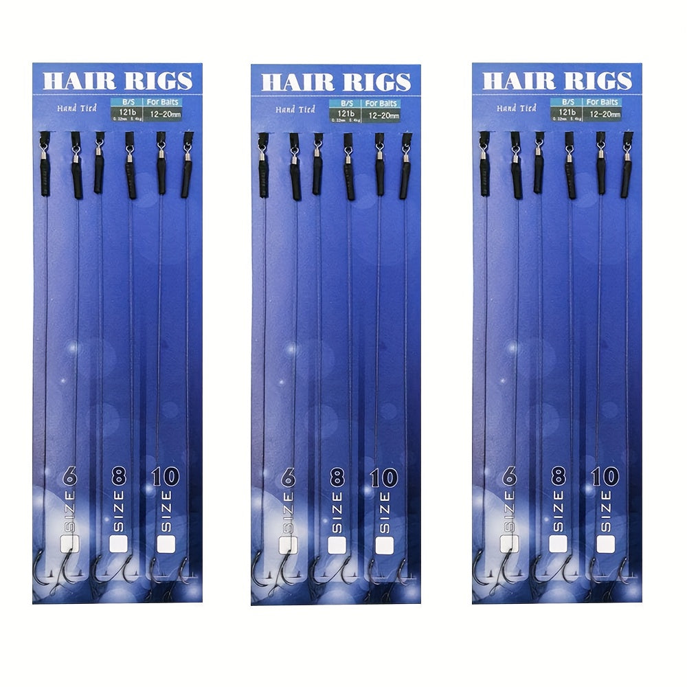 3pcs Stainless Steel Fishing Hooks Carp Rigs with Braided Line