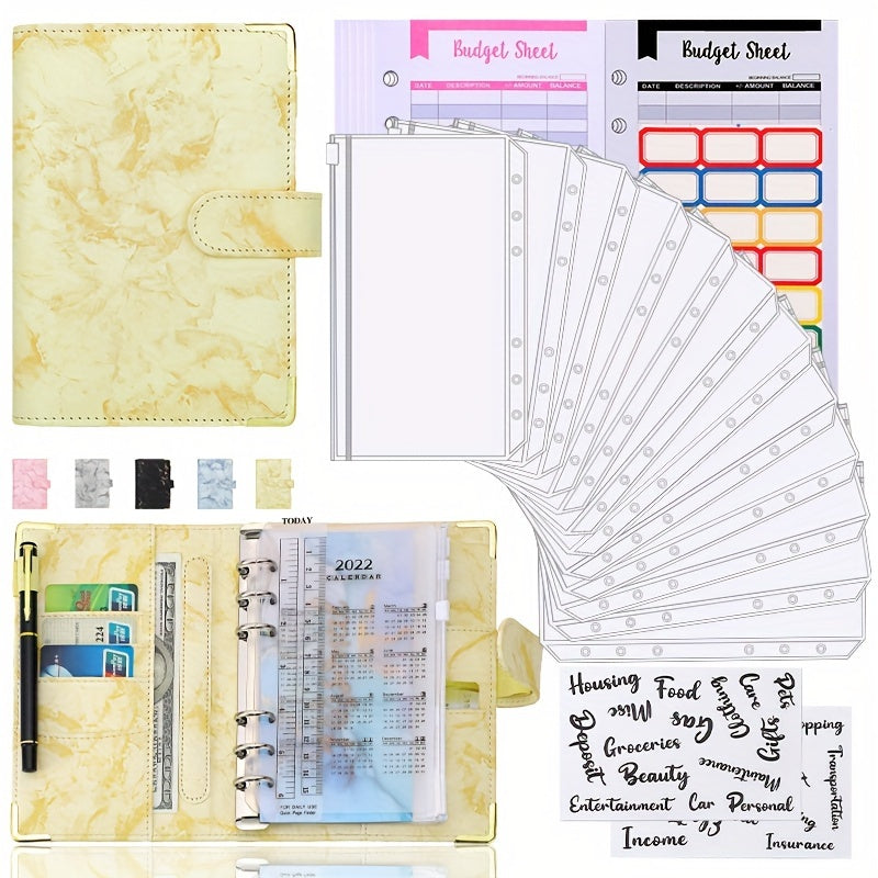 Faux Leather Money Saving Organizer A6 Notebook Budget Binder