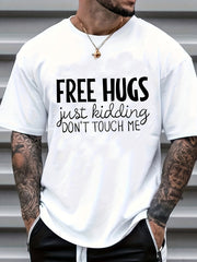 Men's Casual HUG Slogan Graphic T Shirt Short Sleeve Novelty Tees