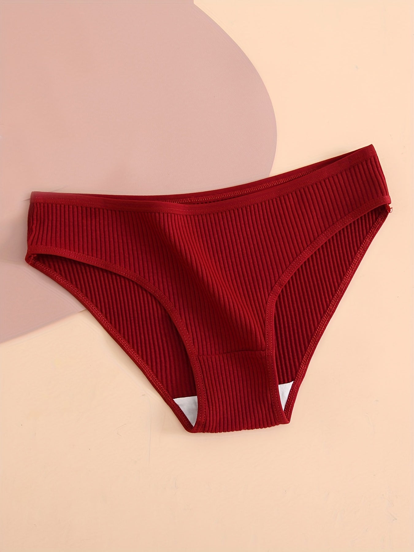 5pcs Ribbed Briefs Stretchy Intimates Panties Women's Lingerie